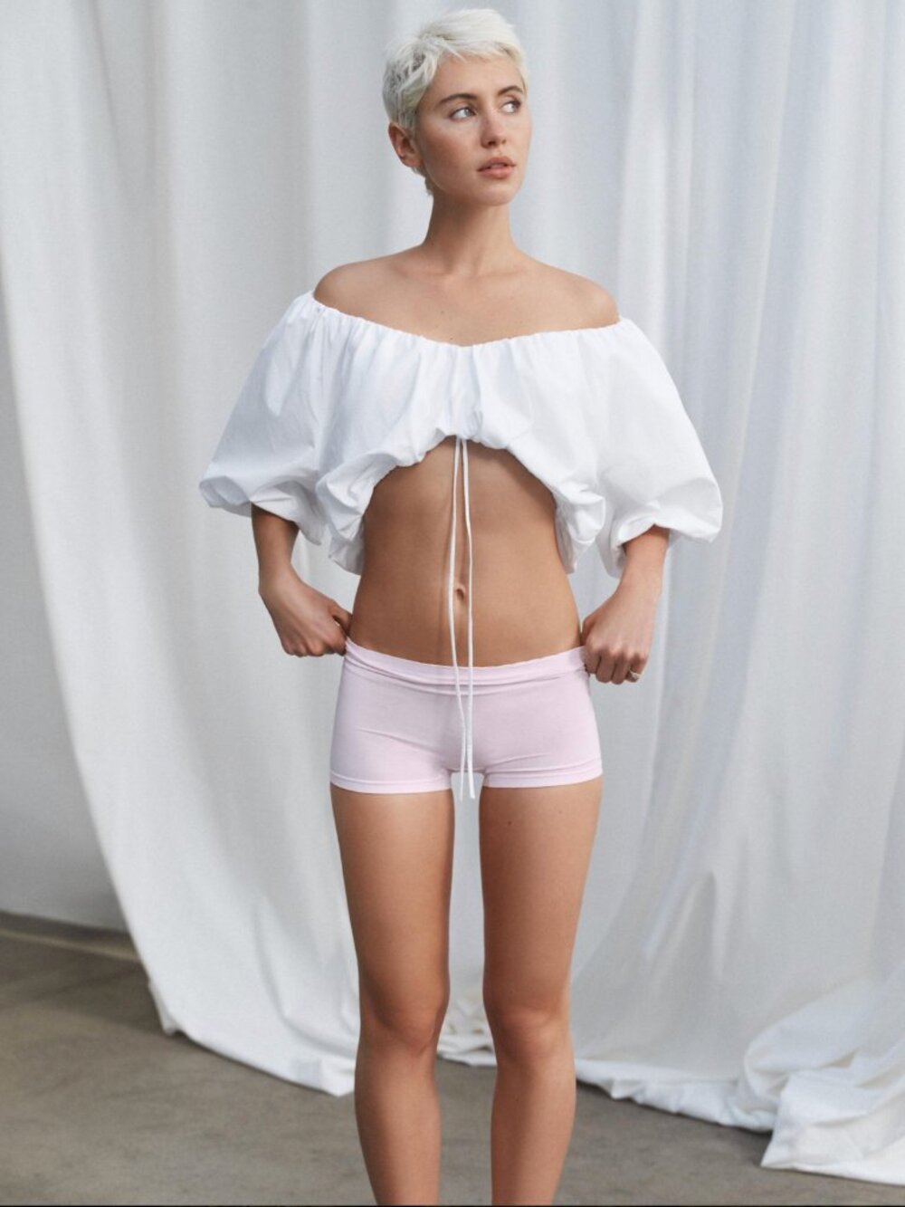ZARA Heavy Cotton Balloon Top NWT - White - Size M